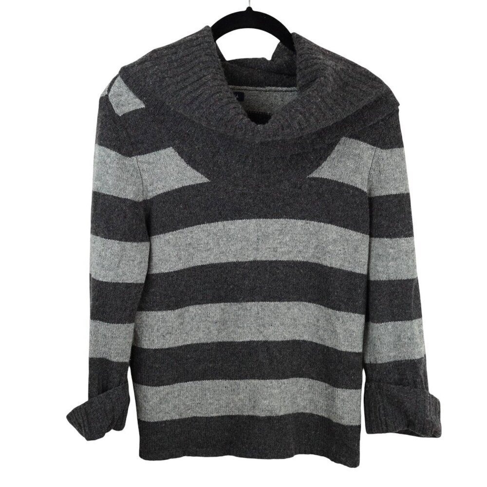 Splendid‎ Striped Cowl Neck Sweater Women XS Grey Wool Soft Minimalist Indie